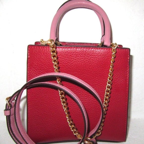 NEW Coach Mini Pepper Leather Crossbody Satchel Bag Red Pink White Small C6778 - Picture 10 of 15